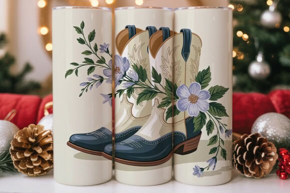 Blue Floral Cowboy Boots 20oz Tumbler Review for Embroidery Projects