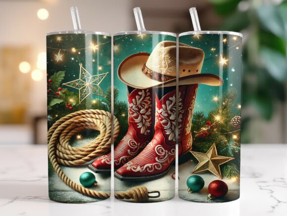 Cowboy Boots Christmas Tumbler Wrap Design Review
