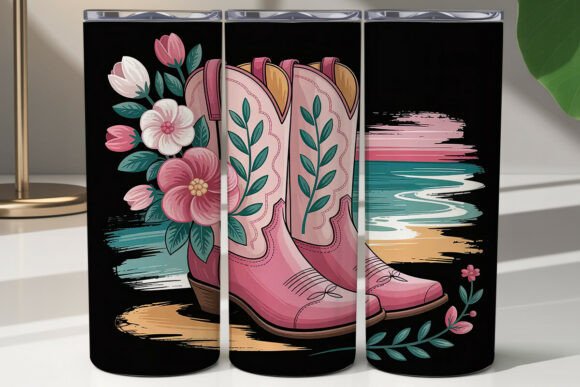 Pink Cowboy Boots Tumbler Wrap PNG Review for Embroidery Projects