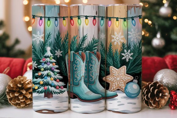 Western Christmas Boots 20oz Tumbler Design Review