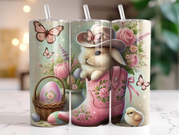 Western Easter Bunny 20oz Tumbler Wrap
