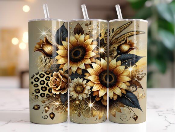 Western Sunflower Leopard Print Tumbler